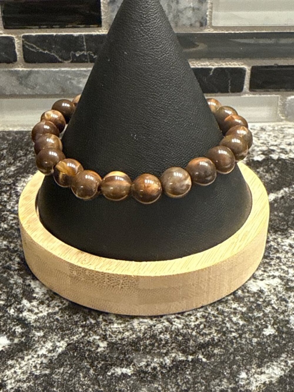 Brown Marbled Beaded Stretch Bracelet Jewelry Brown